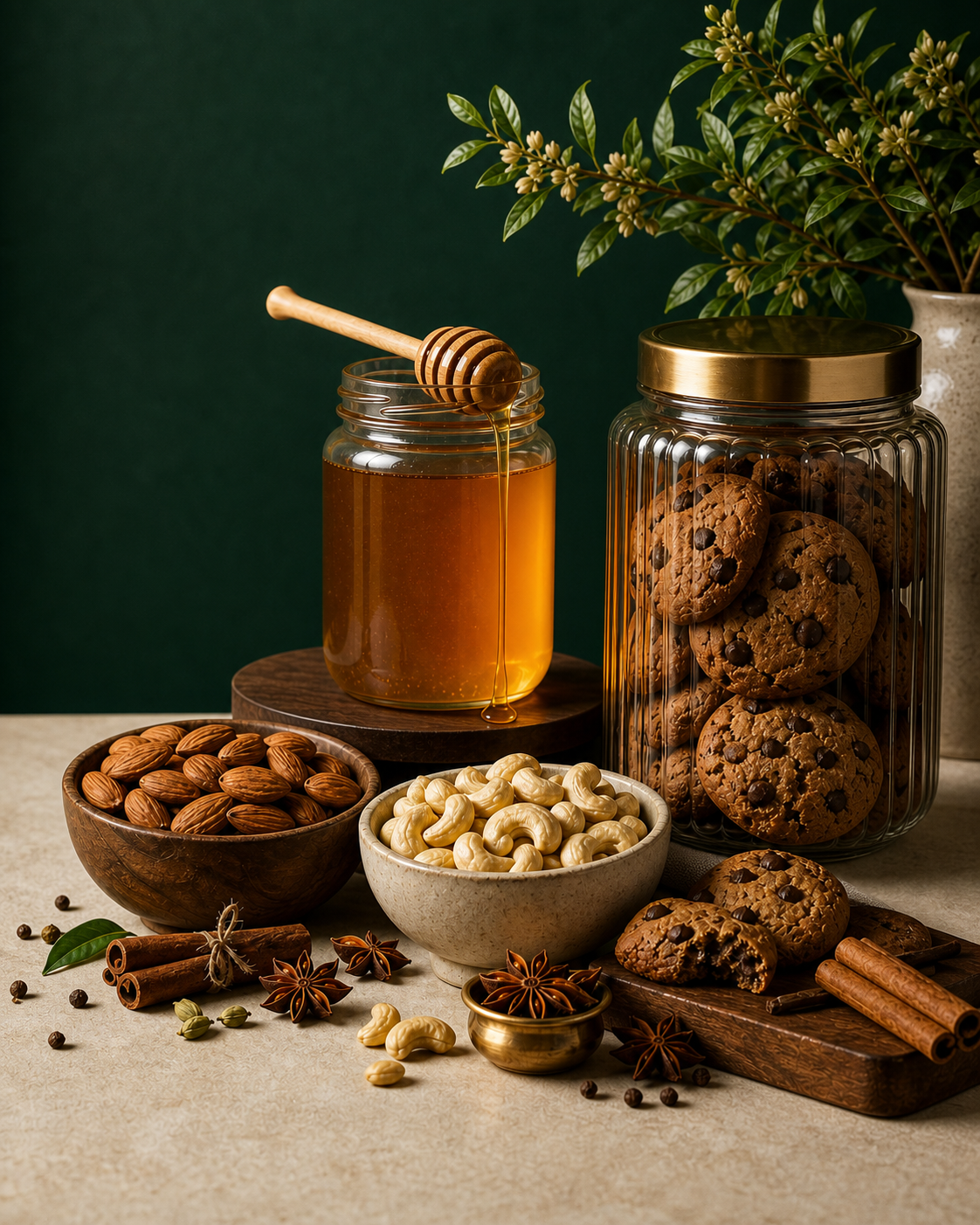 Bhumya and Crave Jar collection of honey, nuts, spices and cookies